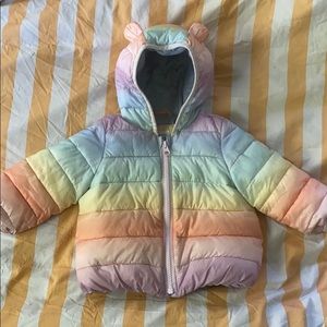 Adorable Rainbow puff jacket 12-18 month